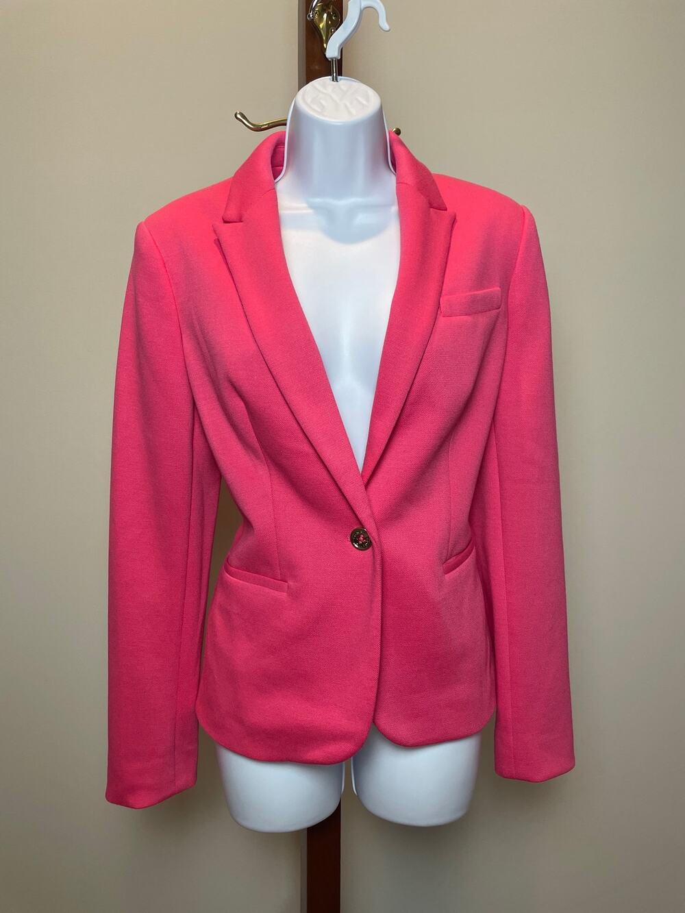 Tommy Hilfiger Single Button Blazer Size 6 Coral Fully Lined Classic Tailored